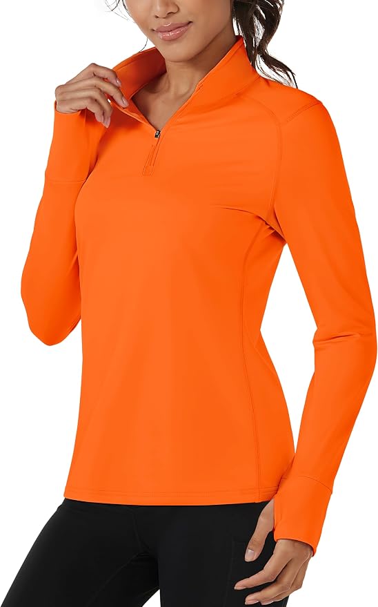 TACVASEN Women's Quarter Zip Sweatshirt Fleece Long Sleeve Workout Pullover | Lightweight Breathable Thermal Fabric,Mock Neck Design,Athletic Tops,Ideal for Gym Running Activities