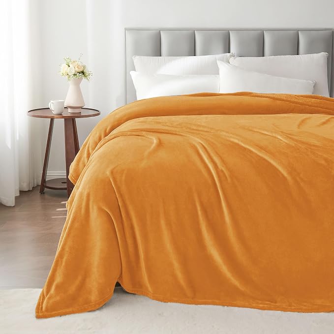 BEDELITE Fleece Blanket Soft Fall Twin Size Blanket Burnt Orange 60"x80" | Ultra Soft Fleece, Plush Microfiber, Lightweight Warmth, Fall Decor, Fade Resistant, Machine Washable, Couch Sofa Bed