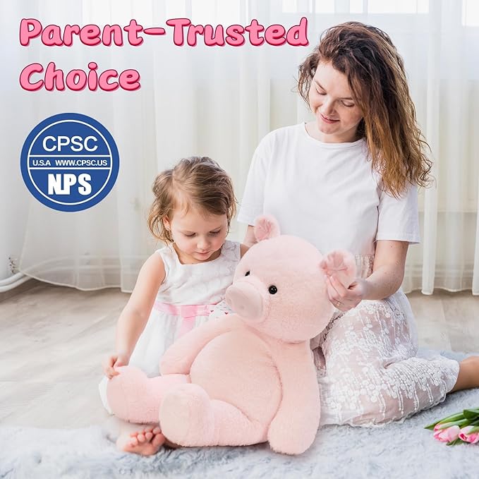 MaoGoLan 24 inch Large Pig Stuffed Animal Plush Pig Pink Stuffed Piggy Toy for Girls, Cute Piglet Plush Farm Animals Party Decorations Kids Christmas Valentine's Day Gifts