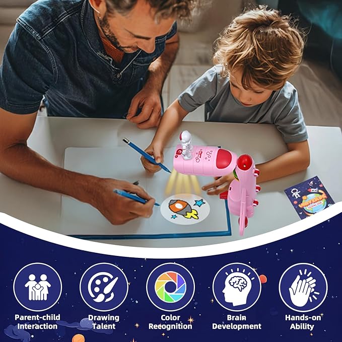 Drawing Projector for Kids Tracing Drawing Projector Smart Art Sketcher Projector Toys for 3 4 5 6 7 8 Year Old Boys Girls Gifts (Pink)
