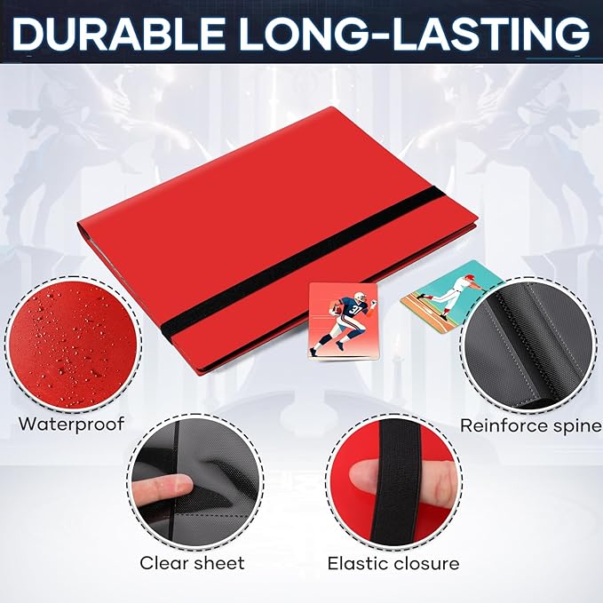 Trading Card Binder 9 Pocket, 360 Pockets Collectible Trading Card Album, Sports Card Binder for Standard Cards, Side Loading Card Folder for MTG Sports Baseball TCG Football Basketball Cards Red