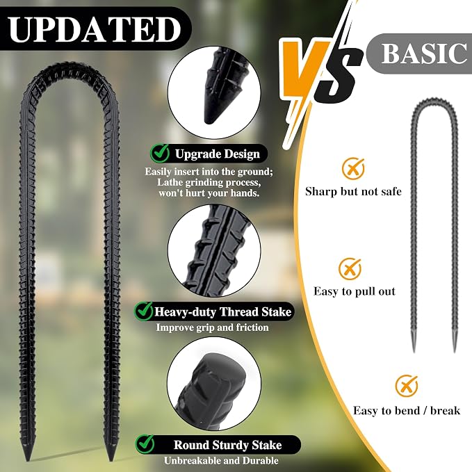 RIY Trampoline Stakes Anchors High Wind Heavy Duty Tent Stakes 12 Inch Ground Anchor Trampoline Accessories with T Hook