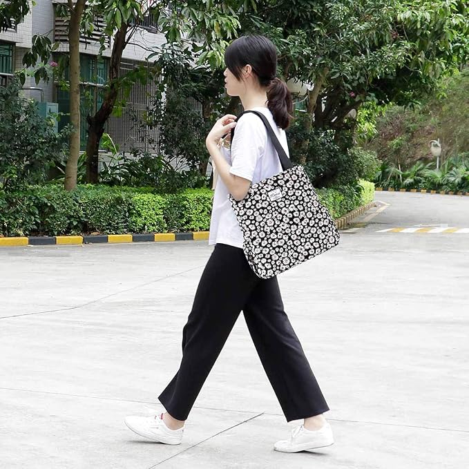 KAMO Floral Tote Bag - Waterproof Lightweight Handbags Travel Shoulder Bag for Hiking Yoga Gym Swimming Travel Beach