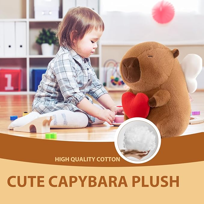 Capybara Plush-15.7Inch Loving Soft Capybara Stuffed Animal Toys with Holding Heart- Adorable Soft Capibara Pillow Toy Plushies - Perfect Capybara Sweet Birthday Gifts for Girls and Boys
