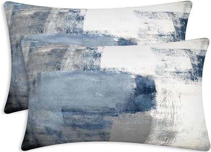 Throw Pillow Covers for Couch, 20x12 Inch, 2 Pack, Grey Blue | Decorative Throw Pillow Covers Cushion Covers for Couch Bedroom Sofa Living Room