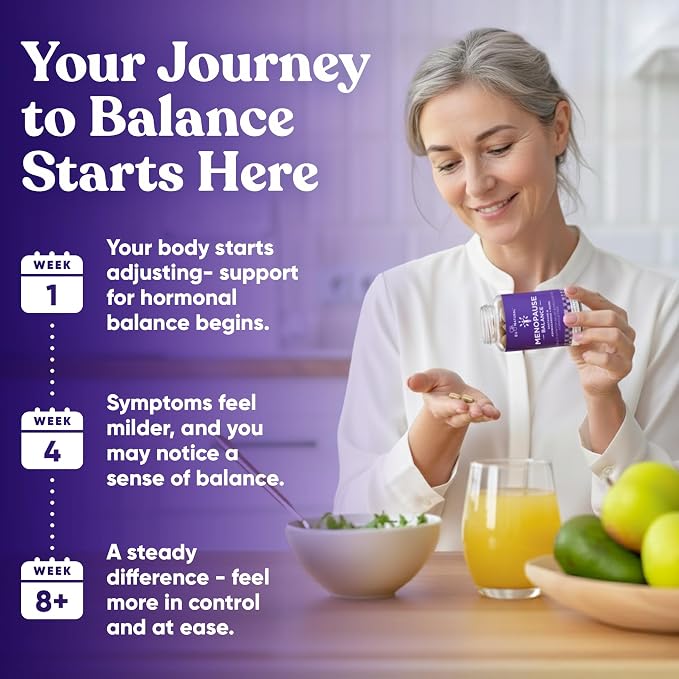 Premium Menopause Supplement for Women - Menopause Balance with Shatavari, Ashwagandha, L-Theanine & Holy Basil - Holistic Multi-Symptom Menopause Support & Hot Flash Relief - 60 Vegetarian Capsules