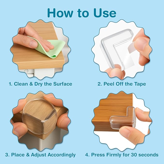 20 Pcs L & Ball Shape Corner Protector Combo Pack for Baby Proofing – 10 L-Shape (4cm) & 10 Ball Cushions (3cm) Clear Edge Safety Bumpers for Sharp Table Corners & Furniture
