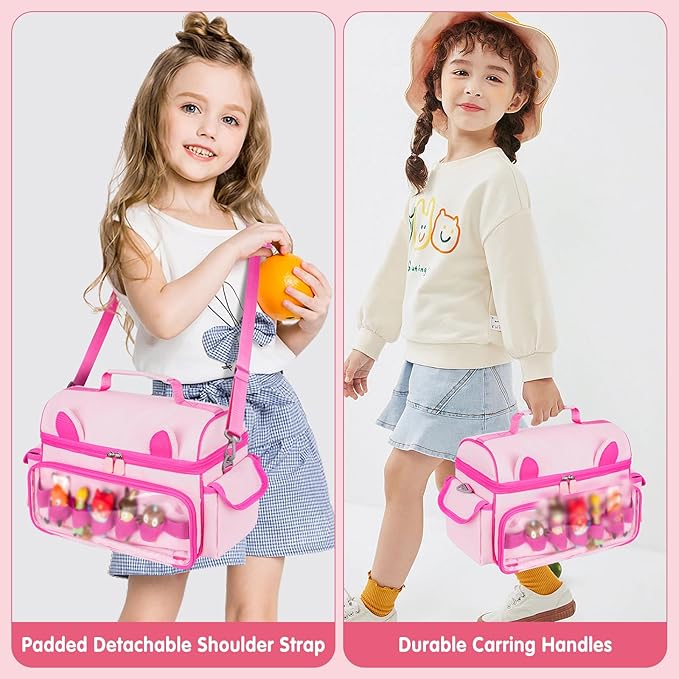 Carrying Case Compatible with Toniebox Starter Set Bundle, Cute Storage Travel Bag Compatible with Little Tikes Story Dream Machine Books Starter Set, Pink(Bag Only)