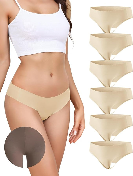 LEVAO Seamless Thongs for Women Invisible Toe Thong No Show Camel Proof Underwear Thong Panty Liners Workout G-Strings