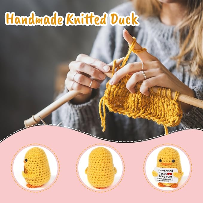 MBL Boyfriend Christmas Birthday Gifts - I Duck Love You, Funny Gag Cute Small Handmade Crochet Duck for Boyfriend Stocking Stuffers Xmas for BF Him Man