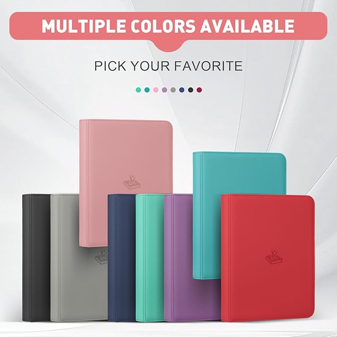 Trading Card Binder 9 Pocket, 360 Pockets Double-Sided Card Album, Premium PU Leather Zipper Card Holder for MTG, TCG, Sports & Game Cards, Must-Have for Collectors（Red）