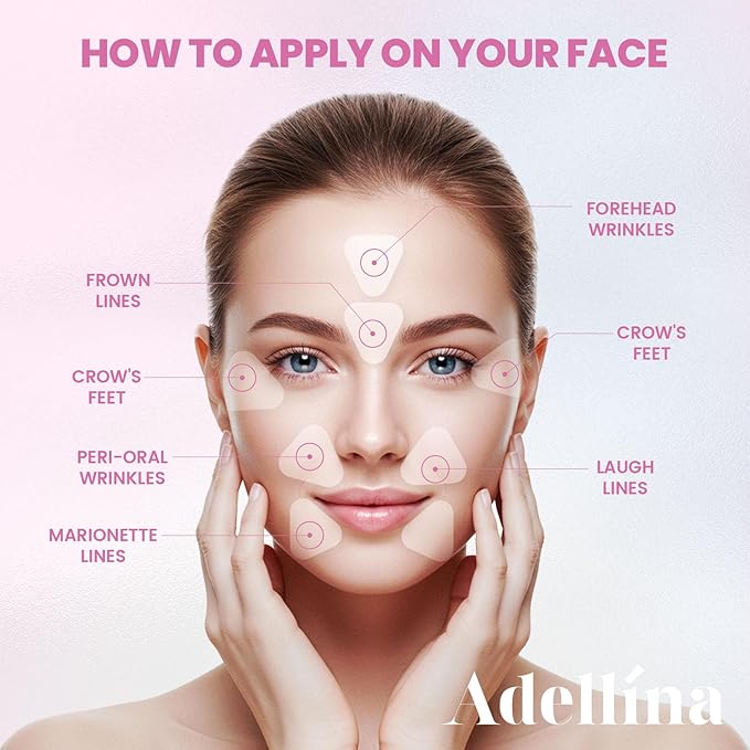 Adellina New Anti Facial Wrinkle Patches: Anti Wrinkle Patches Overnight - Smile Line Pathces - Facial Wrinkle Patche for Forehead, Smile Line, Under Eyes (1 Count (Pack of 144))