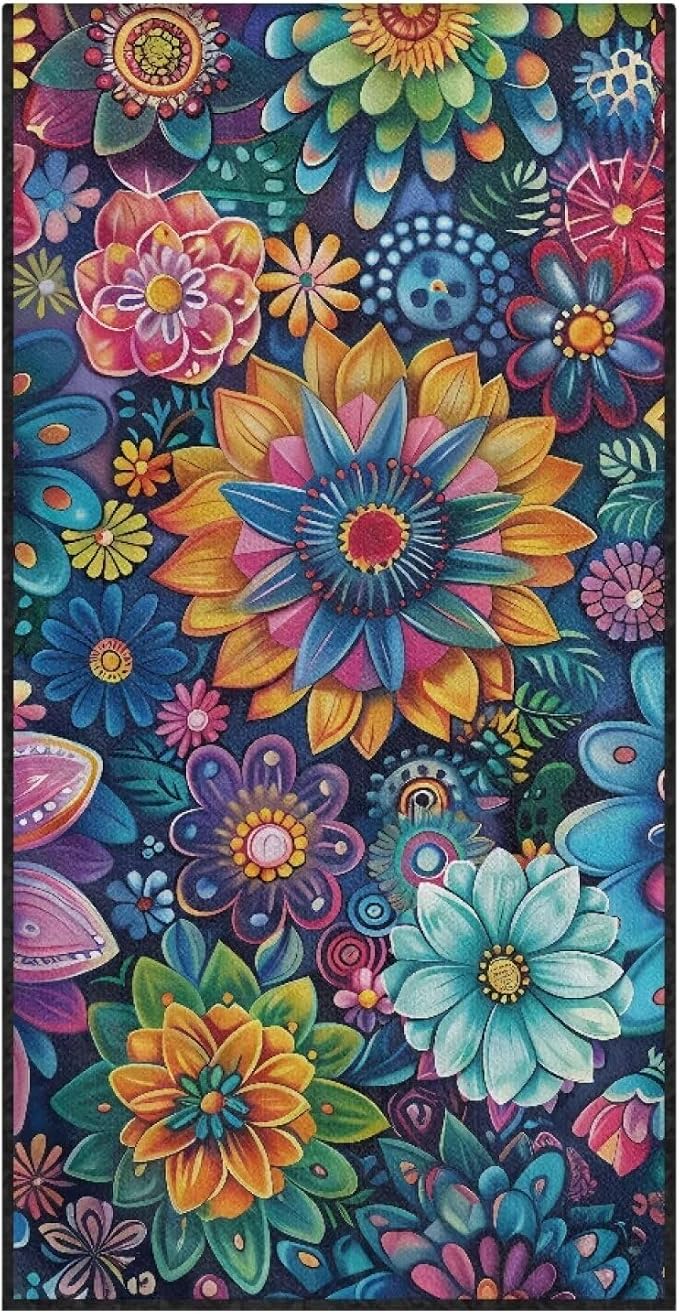 INSTANTARTS Dahlia Car Seat Towel Covers Yoga Towel Car Seat Cover Portable Yoga Mat Car Seat Cover