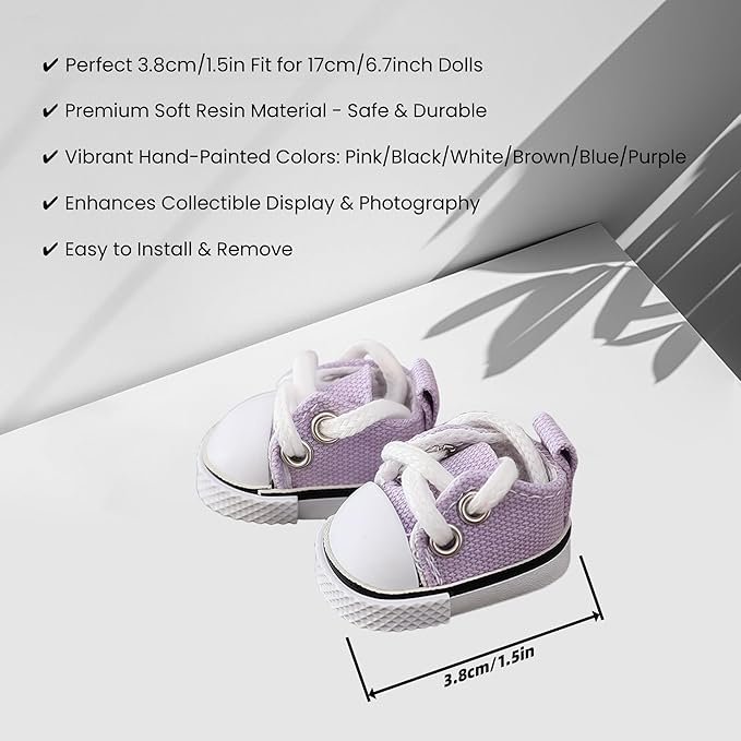 Clothes for Dolls Accessories, Stylish Kawaii Purple Outfit Set 5 Pieces Suitable for 15cm 17cm Doll , Doll Hat Clothing Set Replacement