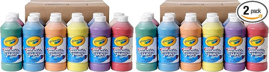 Crayola Washable Paint (12ct), Bulk Paint Set for Kids' Art Projects, 16 Oz, Nontoxic Craft Supplies, Teacher Classroom Must Haves, Ages 3, 4, 5 (Pack of 2)
