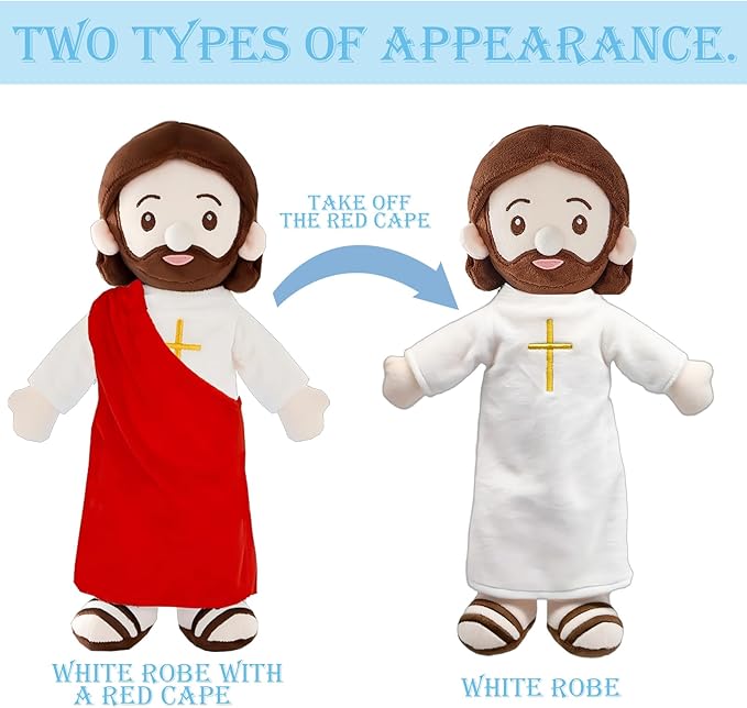 Jesus Plush Doll Jesus Plushie Stuffed Toy Christian Stuff Religious for Kids Christening Easter 14.2" (Red)
