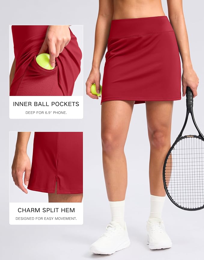 16" Skorts with 2 Pockets | Side Slits, High Waisted, A Line, Casual, Pickleball, Athletic, Golf, Tennis Skirt, for Women