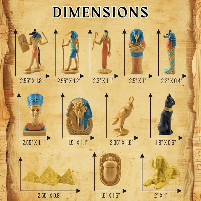Liberty Imports 12 PCS Ancient Egypt Toys, Mini Egyptian Figurines Play Set - Pyramids of Giza, Mummy, King TUT, Sphinx, Anubis and Artifacts for Kids, School Projects