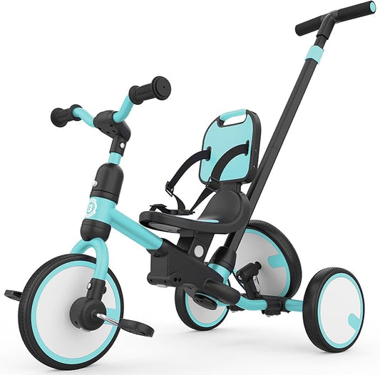 besrey Toddler Bike 1-3 Years Old,Toddler Tricycle with Spare Wheel,5 in 1 Kids Trike with Push Handle,Backrest and Safety Belt,Balance Bike 1+ Year Old,Birthday Gift and Toy for Boys and Girls