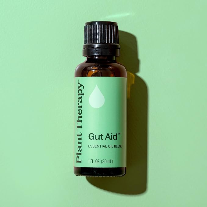 Plant Therapy Gut Aid Essential Oil Blend 30 mL (1 oz) 100% Pure, Undiluted, Natural Aromatherapy, Digestive Support for Motion Sickness, Gas, Bloating, and Indigestion