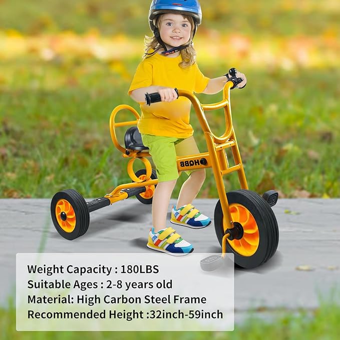 Kids Tricycle for Ages 3+, Preschool Daycare Playground Kids Balance Bike, Home Toddler Trike with Bell and Rubber Wheels, Boys and Girls Indoor/Outdoor Play Equipment