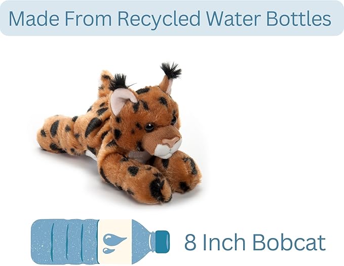 The Petting Zoo Bobcat Stuffed Animal Plushie, Gifts for Kids, Scoopz Wildlife Animals, Bobcat Plush Toy, 8 inches