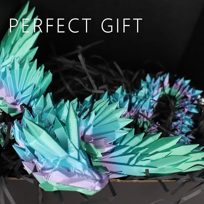 ACOCOFE 3D Printed Dragon with Wings, 18 inch Flying Articulated Winged Dragon, Mystery Crystal Dragons,Home Office Decor Gift(RainbowC)