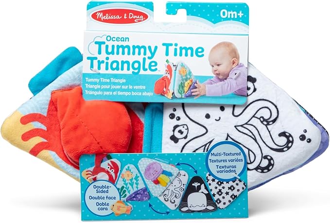 Melissa & Doug Ocean Tummy Time Triangle Infant Baby Toy, Soft Sensory Toy with Textures, Mirror, for Newborns to Ages 6 Months