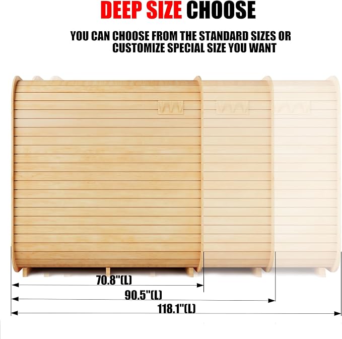 Customize Square Barrel Outdoor Sauna Room with Porch,220V HARVIA Electric Stove or Wood Burning Stove,4-8 Person Canadian Red Cedar Wooden Cube Sauna Kit