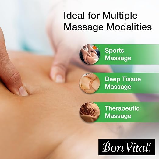 Bon Vital' Naturale Massage Gel, 1/2 Gallon, Hypoallergenic & Paraben-Free, Natural Massage Lotion Alternative with Botanical Extracts, Lightweight & Non-Greasy Formula, for Sensitive Skin