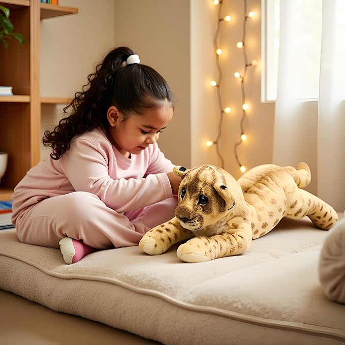 Lion Stuffed Animals 24" Stuffed Lion Plush Pillow Realistic Stuffed Animals Lion Plush Toys Safari Animals Toys Jaguar Cute Plushies Birthday for Kids Boys Girls