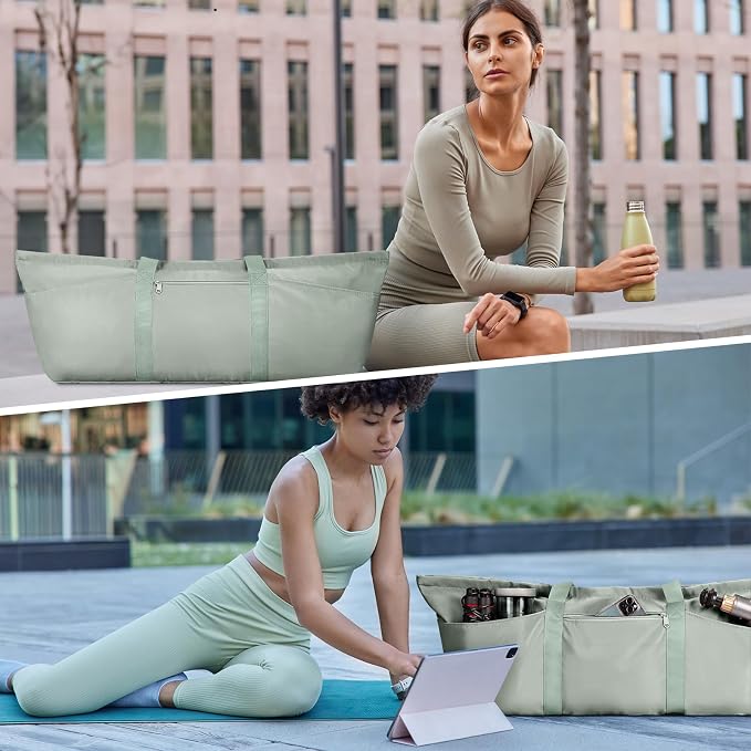 sportsnew Large Yoga Mat Bag with Shoes Compartment and Wet Pocket Ladies Pilates Gym Tote Bag with Yoga Mat Holder Strap for Women Men Workout Carrier Stuff Accessories