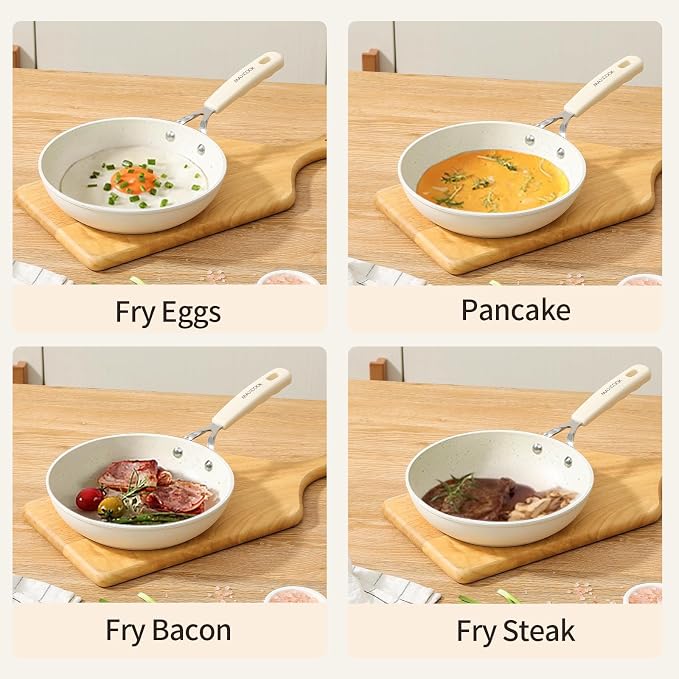 Non Stick Frying Pan, 8 Inch Omelette Pan Skillet, PFOA Free | Small Egg Pan,Medical Stone Coating Cookware, Induction Skillet for Eggs (20cm)