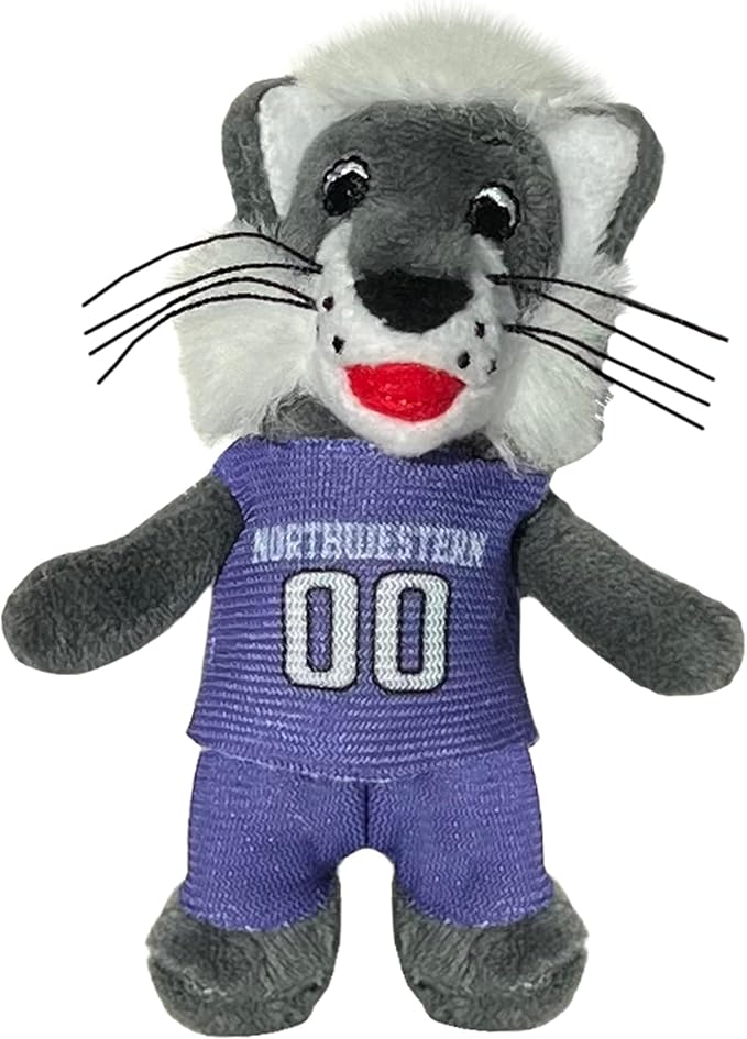 Bobbi-Dobbiez Attachable Plushie Northwestern University Willie Wildcat Mascot – Attaches to Backpacks, Bags, Shoes, Water Bottles, and More