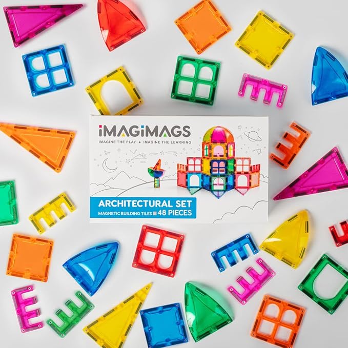 Magnetic Building Tiles, 48 Piece Architectural Dome Set for Boys Girls Kids, Educational Creative Learning Activity Building Block Toddler Toys, Children Ages 3 Years +