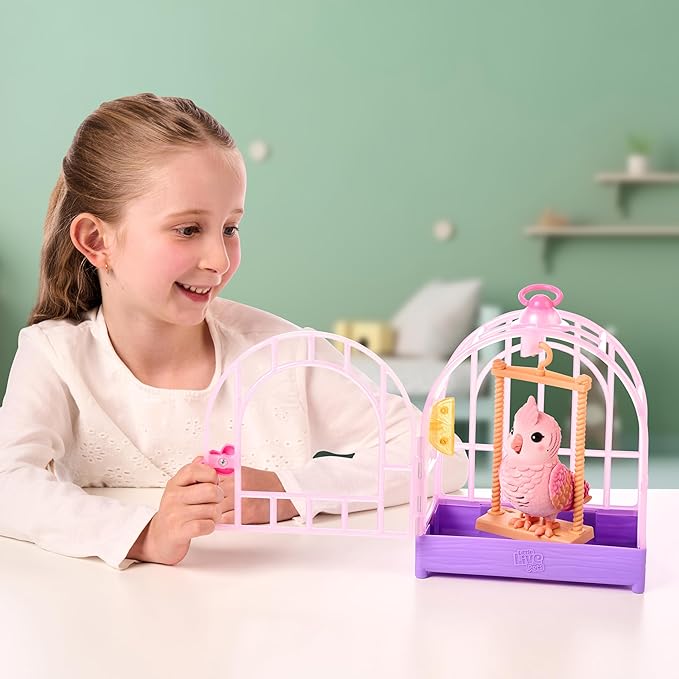 Little Live Pets My Really Real Talking Bird Toy & Cage - Rosie, Interactive Voice Repeating Toy, 20+ Sounds & Reactions, Talking Toys for Kids 5-7