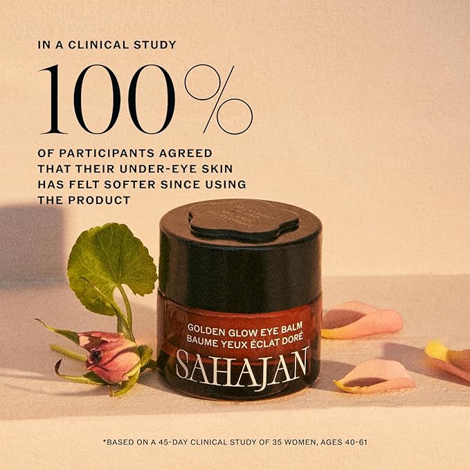 Sahajan Golden Glow Eye Balm | Brightening Eye Cream for Dark Circles & Puffiness | Hydrating Under Eye Treatment with Ghee & Centella | Anti Aging Eye Moisturizer | 0.5 fl oz