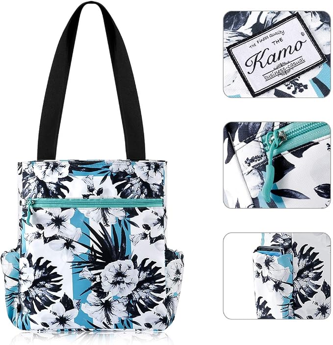 KAMO Floral Tote Bag - Waterproof Lightweight Handbags Travel Shoulder Bag for Hiking Yoga Gym Swimming Travel Beach