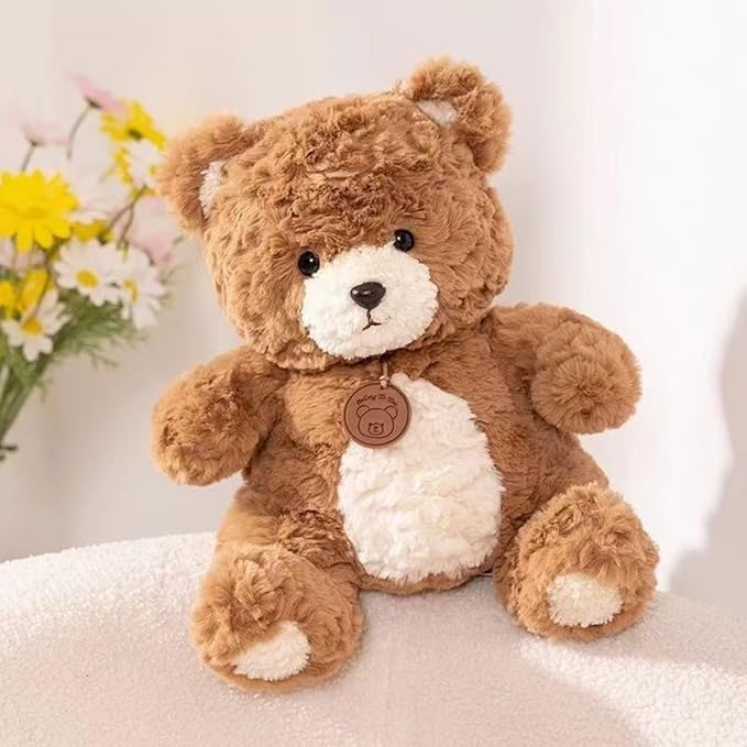 9.8 Inch Soft Teddy Bear Plush Toy, Cuddly Stuffed Animal for Kids & Toddlers, Brown Fluffy Plushie, Gift for Birthday, Valentine's Day, Christmas (Brown)