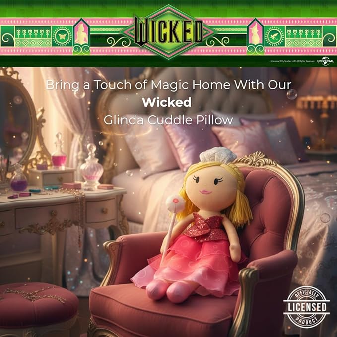 Wicked Movie Glinda The Good Witch Plush Cuddle Pillow, Super Soft & Cozy, (Officially Licensed Product) by Franco Collectibles