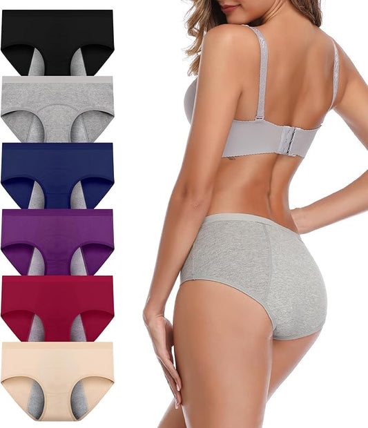 JojoQueen Period Underwear for Women Menstrual Panties Cotton Postpartum Easy Clean Teens Brief