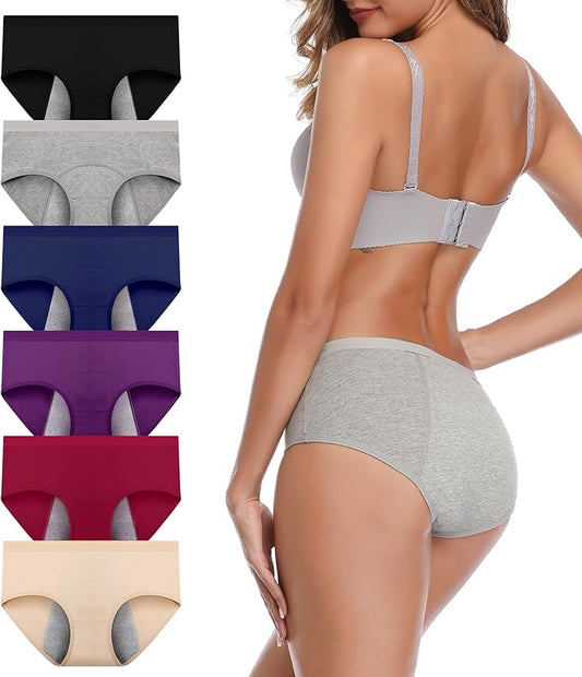 JojoQueen Period Underwear for Women Menstrual Panties Cotton Postpartum Easy Clean Teens Brief