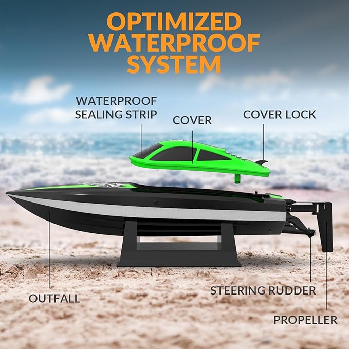 Remote Control Boats for Adult - Boat with LED Lights for Pool&Lakes,2.5GHz RC Racing Boats，Summer Water Toy