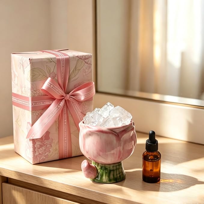 Tulip Crystal Stone Aroma Diffuser,Aromatherapy Diffuser for Home, Bathroom, Office, Home Decor,Perfect for Meditation Reflection Bedroom Decoration (The Scent of Little Freesia)