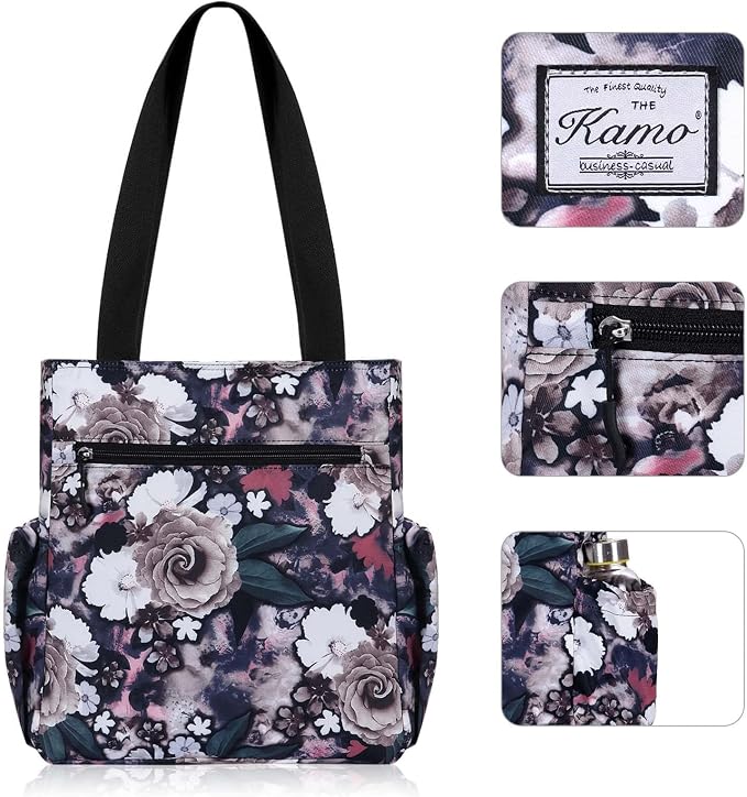 KAMO Floral Tote Bag - Waterproof Lightweight Handbags Travel Shoulder Bag for Hiking Yoga Gym Swimming Travel Beach