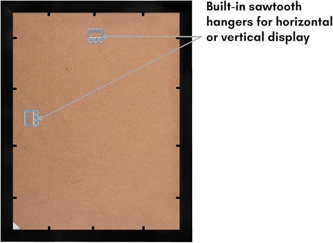 Americanflat 11x14 Picture Frame with Shatter-Resistant Glass - Use as 8x10 Frame with Mat or Display 11x14 Photo Without Mat - Signature Collection - Picture Frames for Wall Display - Black | Shatter-resistant glass, hangs vertical or horizontal, sawt...
