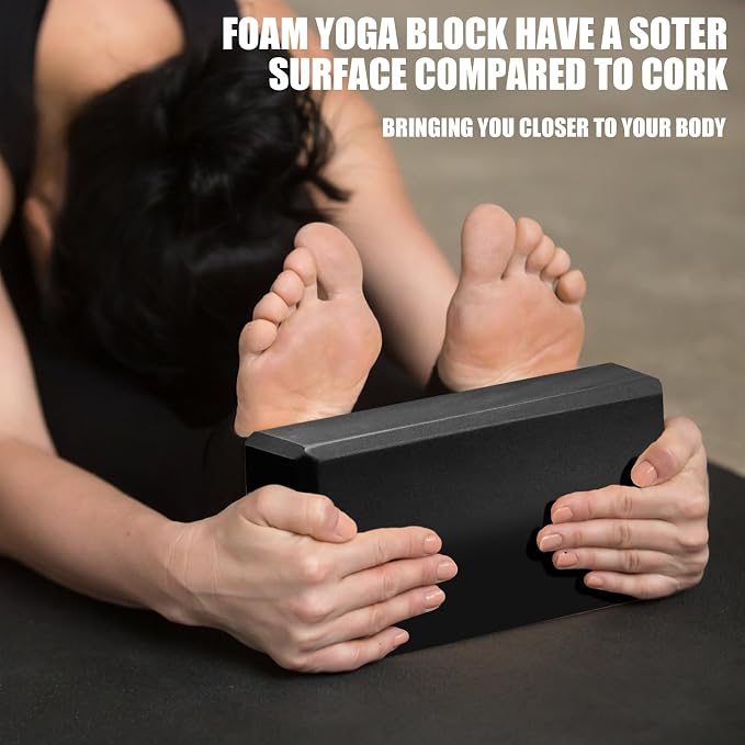 2 Pcs Yoga Blocks, 9"x6"x3" Foam Blocks Yoga Props for Pilates Stretching and Meditation Exercise Blocks Lightweight Yoga Essentials