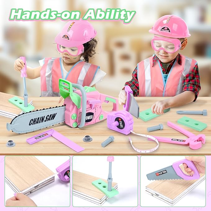 Skirtoy Toy Chainsaw for Kids, Family Day Games Pretend Play Series Kids Tool Set, Outdoor Electronic Chainsaw Toy Tool Set, STEM Preschool Toddler Tool Sets, Gifts
