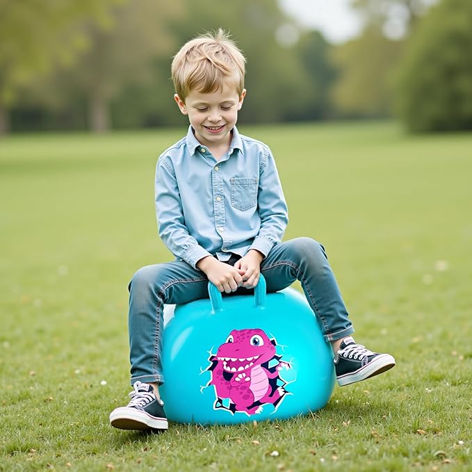 INPODAK Hopper Ball 18 Inch Bouncy Ball with Handle for Kids, Hippity Hop Jumping Bounce Hopping Toy for Boys Girls Ages 3-6 Includes Pump and Gift Box Great Gift for Birthday (Blue)