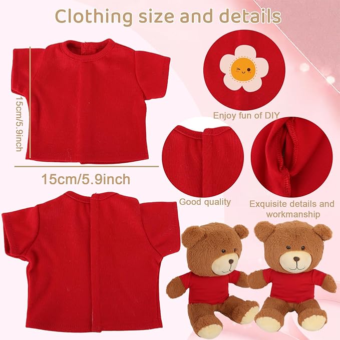 8-Pack Colorful T-Shirts for 17-18 Inch Bears Soft Stuffed Animal Clothes Set (8 Mixed Color)